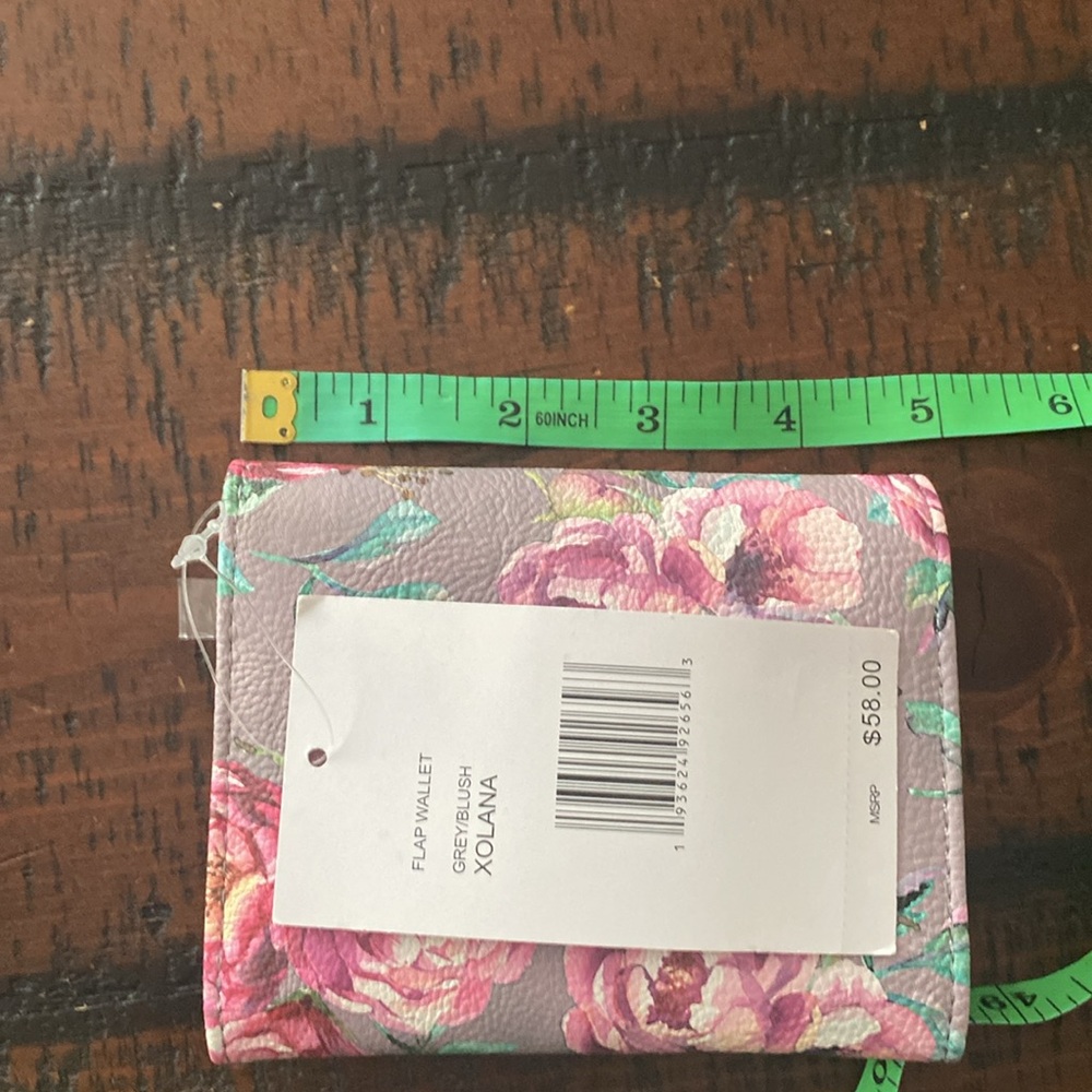 Betsey Johnson grey blush XOLANA floral rose WALLET BNWT $58 - Picture 10 of 11